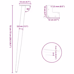 vidaXL Coffee Table Legs Conical Shape Desk Legs Metal Legs DIY 4 pcs Steel - white, 72-73 cm