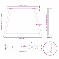 cm/ 2 pcs/ 1 piece) vidaXL Coffee Table Legs V-Shape Desk Legs Furniture Legs Bar Stand DIY Steel - white, 30 x (30-31.3