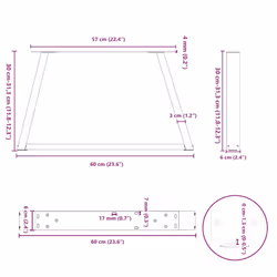 cm/ 2 pcs/ 1 piece) vidaXL Coffee Table Legs V-Shape Desk Legs Furniture Legs Bar Stand DIY Steel - white, 60 x (30-31.3 - Additional view 9