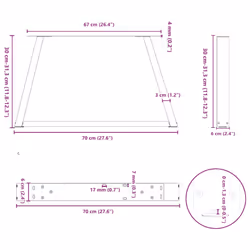 cm/ 2 pcs/ 1 piece) vidaXL Coffee Table Legs V-Shape Desk Legs Furniture Legs Bar Stand DIY Steel - white, 70 x (30-31.3 - Additional view 9