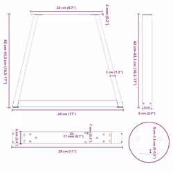 cm/ 2 pcs/ 1 piece) vidaXL Coffee Table Legs V-Shape Desk Legs Furniture Legs Bar Stand DIY Steel - white, 28 x (42-43.3 - Additional view 9