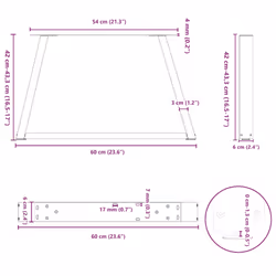 cm/ 2 pcs/ 1 piece) vidaXL Coffee Table Legs V-Shape Desk Legs Furniture Legs Bar Stand DIY Steel - white, 60 x (42-43.3 - Additional view 9