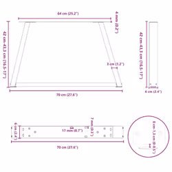 cm/ 2 pcs/ 1 piece) vidaXL Coffee Table Legs V-Shape Desk Legs Furniture Legs Bar Stand DIY Steel - white, 70 x (42-43.3 - Additional view 9