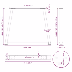 cm/ 2 pcs/ 1 piece) vidaXL Coffee Table Legs V-Shape Desk Legs Furniture Legs Bar Stand DIY Steel - white, 90 x (72-73.3
