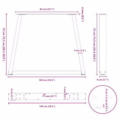 cm/ 2 pcs/ 1 piece) vidaXL Coffee Table Legs V-Shape Desk Legs Furniture Legs Bar Stand DIY Steel - white, 100 x (72-73.3
