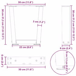 cm) vidaXL Dining Table Legs V-Shape Desk Legs Kitchen Furniture Leg 3 pcs Steel - white, 30 x (30-31.3