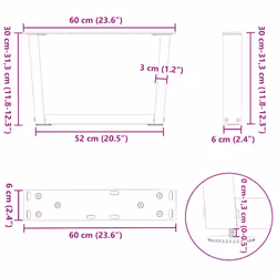cm) vidaXL Dining Table Legs V-Shape Desk Legs Kitchen Furniture Leg 3 pcs Steel - natural, 60 x (30-31.3 - Additional view 3