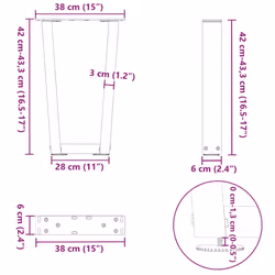 cm) vidaXL Dining Table Legs V-Shape Desk Legs Kitchen Furniture Leg 3 pcs Steel - white, 38 x (42-43.3 - Additional view 2