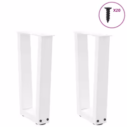 cm) vidaXL Dining Table Legs V-Shape Desk Legs Kitchen Furniture Leg 3 pcs Steel - white, 38 x (42-43.3 - Additional view 3