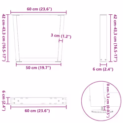 cm) vidaXL Dining Table Legs V-Shape Desk Legs Kitchen Furniture Leg 3 pcs Steel - white, 60 x (42-43.3 - Additional view 2