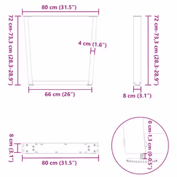 cm/2 pcs) vidaXL Dining Table Legs V-Shape Desk Legs Kitchen Furniture Leg 3 pcs Steel - white, 80 x (72-73.3 - Additional view 9