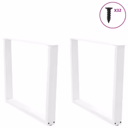 cm/2 pcs) vidaXL Dining Table Legs V-Shape Desk Legs Kitchen Furniture Leg 3 pcs Steel - white, 100 x (72-73.3 - Additional view 2