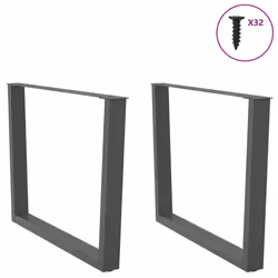 cm/2 pcs) vidaXL Dining Table Legs V-Shape Desk Legs Kitchen Furniture Leg 3 pcs Steel - anthracite, 100 x (72-73.3 - Additional view 2