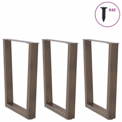 cm/3 pcs) vidaXL Dining Table Legs V-Shape Desk Legs Kitchen Furniture Leg 3 pcs Steel - natural, 70 x (72-73.3