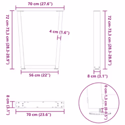 cm/3 pcs) vidaXL Dining Table Legs V-Shape Desk Legs Kitchen Furniture Leg 3 pcs Steel - natural, 70 x (72-73.3