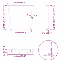 cm/3 pcs) vidaXL Dining Table Legs V-Shape Desk Legs Kitchen Furniture Leg 3 pcs Steel - white, 80 x (72-73.3 - Additional view 9