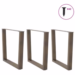cm/3 pcs) vidaXL Dining Table Legs V-Shape Desk Legs Kitchen Furniture Leg 3 pcs Steel - natural, 80 x (72-73.3