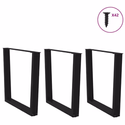 cm/3 pcs) vidaXL Dining Table Legs V-Shape Desk Legs Kitchen Furniture Leg 3 pcs Steel - black, 90 x (72-73.3