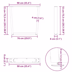 cm/3 pcs) vidaXL Dining Table Legs V-Shape Desk Legs Kitchen Furniture Leg 3 pcs Steel - black, 90 x (72-73.3