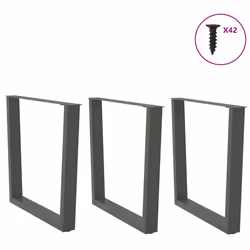 cm/3 pcs) vidaXL Dining Table Legs V-Shape Desk Legs Kitchen Furniture Leg 3 pcs Steel - anthracite, 90 x (72-73.3