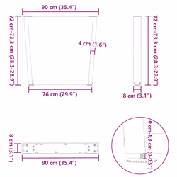 cm/3 pcs) vidaXL Dining Table Legs V-Shape Desk Legs Kitchen Furniture Leg 3 pcs Steel - natural, 90 x (72-73.3 - Additional view 10
