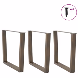 cm/3 pcs) vidaXL Dining Table Legs V-Shape Desk Legs Kitchen Furniture Leg 3 pcs Steel - natural, 90 x (72-73.3