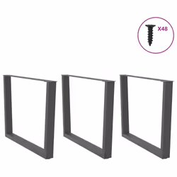cm/3 pcs) vidaXL Dining Table Legs V-Shape Desk Legs Kitchen Furniture Leg 3 pcs Steel - anthracite, 100 x (72-73.3