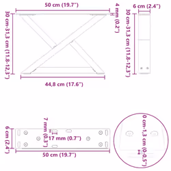 cm) vidaXL Coffee Table Legs 2 pcs Black 60x(30-31.3) cm Steel - black, 50 x (30-31.3