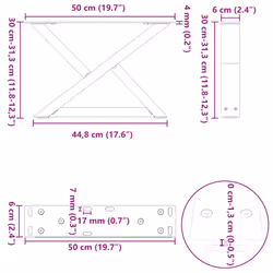 cm) vidaXL Coffee Table Legs 2 pcs Black 60x(30-31.3) cm Steel - white, 50 x (30-31.3