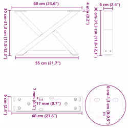 cm) vidaXL Coffee Table Legs 2 pcs Black 60x(30-31.3) cm Steel - natural, 60 x (30-31.3 - Additional view 9
