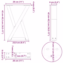 cm) vidaXL Coffee Table Legs 2 pcs Black 60x(30-31.3) cm Steel - black, 28 x (42-43.3 - Additional view 3