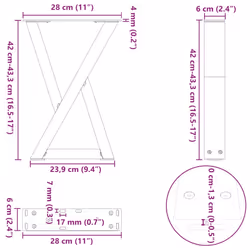 cm) vidaXL Coffee Table Legs 2 pcs Black 60x(30-31.3) cm Steel - natural, 28 x (42-43.3 - Additional view 9