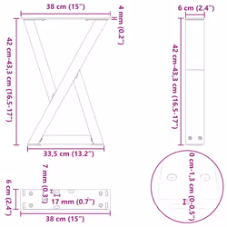cm) vidaXL Coffee Table Legs 2 pcs White 38x(42-43.3) cm Steel - white, 38 x (42-43.3 - Additional view 9
