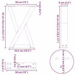 cm) vidaXL Coffee Table Legs 2 pcs Black 60x(30-31.3) cm Steel - anthracite, 38 x (42-43.3