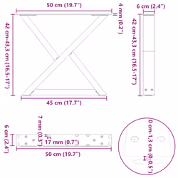 cm) vidaXL Coffee Table Legs 2 pcs Black 60x(30-31.3) cm Steel - anthracite, 50 x (42-43.3 - Additional view 3