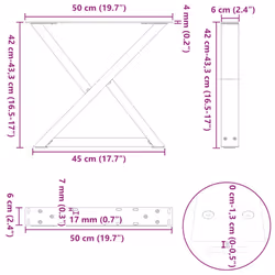 cm) vidaXL Coffee Table Legs 2 pcs Black 60x(30-31.3) cm Steel - natural, 50 x (42-43.3 - Additional view 9