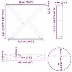 cm) vidaXL Coffee Table Legs 2 pcs Black 60x(30-31.3) cm Steel - white, 60 x (42-43.3 - Additional view 9