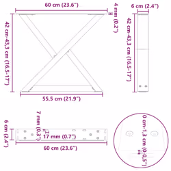 cm) vidaXL Coffee Table Legs 2 pcs White 38x(42-43.3) cm Steel - natural, 60 x (42-43.3