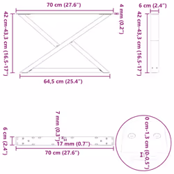 cm) vidaXL Coffee Table Legs 2 pcs Black 60x(30-31.3) cm Steel - anthracite, 70 x (42-43.3 - Additional view 9