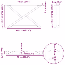 cm) vidaXL Coffee Table Legs 2 pcs Black 60x(30-31.3) cm Steel - natural, 70 x (42-43.3 - Additional view 9
