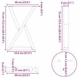 cm) vidaXL Coffee Table Legs 2 pcs Black 60x(30-31.3) cm Steel - anthracite, 60 x (72-73.3