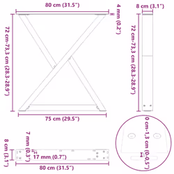 cm) vidaXL Coffee Table Legs 2 pcs Black 60x(30-31.3) cm Steel - white, 80 x (72-73.3 - Additional view 3
