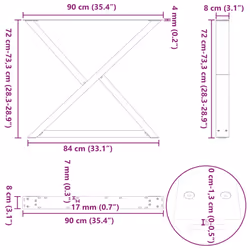 cm) vidaXL Coffee Table Legs 2 pcs Black 60x(30-31.3) cm Steel - white, 90 x (72-73.3 - Additional view 3