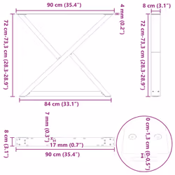 cm) vidaXL Coffee Table Legs 2 pcs Black 60x(30-31.3) cm Steel - anthracite, 90 x (72-73.3 - Additional view 9