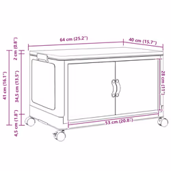 vidaXL Stackable Storage Box with Wheels Storage Container Stackable BinTruck - 64 x 40 x 41 cm