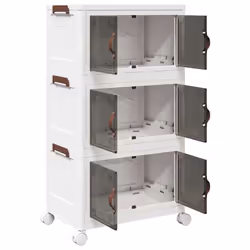 vidaXL Stackable Storage Box with Wheels Storage Container Stackable BinTruck - 48.5 x 29.5 x 86 cm - Additional view 4
