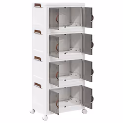 vidaXL Stackable Storage Box with Wheels Storage Container Stackable BinTruck - 48 x 29.5 x 112.5 cm - Additional view 4
