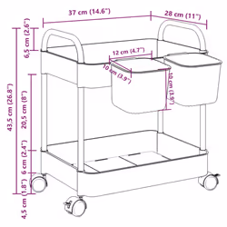 vidaXL Storage Trolley 2-Tier Transparent 37x28x43.5 cm Acrylic trolley - Additional view 8