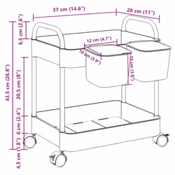 vidaXL Storage Trolley 2-Tier Transparent 37x28x43.5 cm Acrylic trolley - Additional view 8
