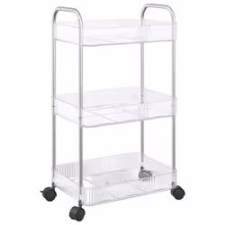 vidaXL Storage Trolley 3-Tier Transparent 37x28x68 cm Acrylic trolley